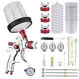 Pistola a Spruzzo Kit, Pistola per Verniciare a Spruzzo HVLP con 10PCS Tazze per pistola a spruzzo,HVLP Pistola Verniciatura Professionale,Aria Alimentazione a gravità Kit Pistola Pneumatica