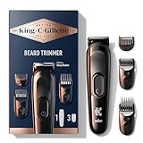 King C. Gillette Kit REGOLABARBA UOMO, 1 Testina, 3 Pettini Regolatori, 1 Spazzolina, 1 Caricatore, RASOIO BARBA ELETTRICO, Idea Regalo Uomo Kit professionale