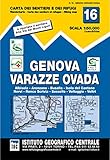 Carta n. 16 Genova, Varazze, Ovada 1:50.000. Carta dei sentieri e dei rifugi