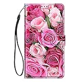 ChoosEU Cover per Samsung Galaxy A15 5G / 4G Custodia in Pelle Portafoglio Flip Case Elegante Disegni Antiurto Protettiva per Ragazze Donne Cover a Libro Stand Galaxy A15 - Fleur Rose