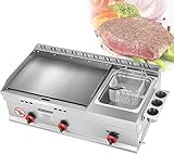 Friggitrice commerciale Ristorante In Acciaio Inox Teppanyaki Padella Con Temperatura Regolabile - Piastra A Gas Da Banco Per Barbecue Cottura Bistecca Di Cottura, Uova, Frittelle