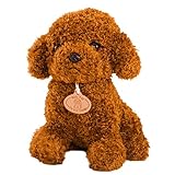 TOYANDONA Tempo a Letto Giocattoli Animali di Peluche Carino Morbido Peluche Barboncino Cane Figura (Marrone Chiaro)