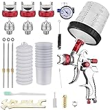 HVLP Pistola Verniciatura Professionale, Pistola a Spruzzo Kit, Pistola per Verniciare a Spruzzo HVLP con 10PCS Tazze per pistola a spruzzo,Aria Alimentazione a gravità Kit Pistola Pneumatica