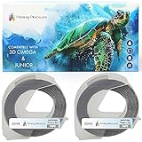 2-Pack Etichette a rilievo in vinile autoadesive 3D Bianco su Argento Nastri Goffratura, rotoli da 9mm x 3m compatibili per DYMO Etichettatrici a rilievo Omega e Junior