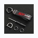 Generico Portachiavi Pelle Auto in Fibra di Carbonio per Ford ST-Line ​​con Anello D Ruotabile Portachiavi Auto Accessori,Black-12.5CM