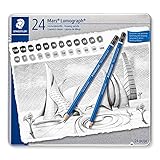 Staedtler Mars Lumograph - Set Matite da Disegno e Scrittura con Mine di Varie Gradazioni, Matite Grafite Resistenti alla Rottura, Ideale per Cancelleria Scuola Università Ufficio e Cartoleria, 24 Pz