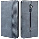 HualuBro Custodia per Oppo Reno2 Z, Flip Cover Portafoglio Magnetica in Retro PU Pelle a Libro TPU Antiurto Stand Case per Oppo Reno 2F / Reno 2Z / Reno2 F / Reno2 Z Cover (Blu)