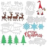 13 Set Fustelle Stencil Cutting Dies Natale con Albero, Alce, Babbo, Fiocco Neve, Merry Christmas per Scrapbooking Decorazione di Festa Fai da Te Creazione Goffratura