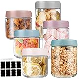 YAMAIDUO 6 Pezzi Barattoli Vetro con Coperchio, 350/500 ml Riutilizzabili Overnight Oats Jar con Coperchi Vite, Barattolo Cucina per Avena Miele Frutta Spezie Marmellata Insalata Yogurt, Mason Jar