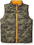 Amazon Essentials Gilet Imbottito Pesante da Esterno Bambini e ragazzi, Verde Militare Motivo Mimetico, 5 anni