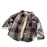 Camicia Invernale per Bambini in Flanella a Quadri con Bottoni a Maniche Lunghe per Scuola e Tempo Libero Abbigliamento Quotidiano Maschile Giovanile Confortevole Elegante (Brown, 3-4 Years)