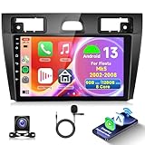 6G+128G 8 Core Wireless Carplay Android 13 Autoradio per Ford Fiesta Mk5 Mk VI 2002-2008 9 Pollici Autoradio con Android GPS Navi WiFi Bluetooth Mirror Link FM/RDS/32EQ/DAB/SWC Telecamera posteriore