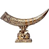 ZXQUEGF Statue di Animali per la Decorazione Domestica, Modello di Zanna di Elefante Artificiale in Avorio per Soggiorno, Regalo di Ornamento da Tavolo per l'home Office,Gold