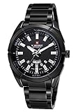 NAVIFORCE Orologio da polso analogico da uomo, sportivo, militare, con data, in acciaio inox, colore: nero, Cinturino