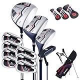 COSTWAY Set Completo di Mazze da Golf per Uomo, Include Driver 1 da 460CC, Fairway 3, Ibrido 5, Ferri 5, 6, 7, 8, 9, P e S, Putter e Borsa Portatile Leggera, Destrorso (Blu)