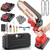 Mini Motosega Elettrica Sega Batteria - Motoseghe per Potatura Taglio Legno e Giardini Seghetto Elettrico con 800W Motori Brushless, 2 Potatore Batterie 6" Minisega Elettrosega Tagliarami Ginarelo