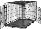 Yaheetech Gabbia per Cani Gatti Kennel in Metallo Cuccioli Pieghevole con Vassoio Rimovibile Doppia Porta e Divisorio Regolabile 107 × 60 × 66 cm Nero