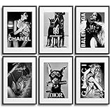 MONOKO® Quadri per le pareti di soggiorno e camera da letto, moderni, immagini in bianco e nero, set di 6 poster in formato A4 senza cornice