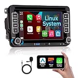 Linux Autoradio per Golf 5 6 Passat Jetta Caddy Polo cc Tiguan EOS Touran T5 Scirocco Wireless Carplay & Android Auto, con display IPS da 7 inch Bluetooth/FM/AM/USB/EQ/Touch