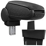 pro.tec Bracciolo Centrale - Poggiabraccio con vano portaoggetti - Imbottito - in Tessuto - Nero