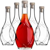 KADAX Bottiglie vuote di vetro da 250 ml, 5 pezzi, bottiglie di liquore con tappo, bottiglie per liquore, vino e grappa, bottiglie decorative, bottiglie di vino in vetro
