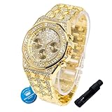 HALUKAKAH Orologio con Diamanti in Oro per Ragazzi,Adolescenti,Bambini - Placcato in Oro 18K,Quadrante Ottagonale 40mm con Numeri Romani,Quarzo Giapponese - 20cm,con Strumento di Regolazione