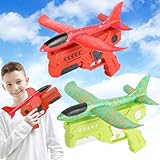 BONHHC Aeroplano Giocattolo Bambini, 2 Pezzi Aereo Polistirolo per Bambini Grande, Aereo Polistirolo con Pistola per All'aperto Interattivi Gioco (Verde)