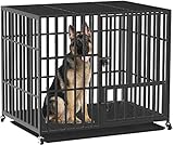 BingoPaw Gabbia Robusta per cani Antimorso: XXL Gabbia Rinforzata per cani di Grossa Taglia Grande Kennel Cane con Ruote Interno Resistente Metallo Struttura Pesante, 2 Chiavistelli 117x84x 86,5cm