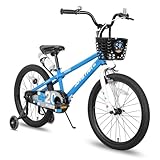 JOYSTAR Pluto bicicletta per bambini da 20 pollici, per bambini da 7 a 10 anni, bicicletta per bambini da 20 pollici, con stabilizzatore/supporto e cestino,Blu
