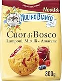 Mulino Bianco Biscotti Frollini Cuor di Bosco, con Lamponi, Mirtilli e Amarene, Colazione Ricca di Gusto, Senza Olio di Palma - 300 g