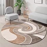 Highdi Tappeto Rotondo Salotto, Morbido Moderno Luxury Tappetini Antiscivolo Tappeto per Bambini Cameretta Cucina Casa Zona Balcone Tappet Tavolino (Cachi,80cm)