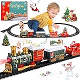 JUQG Kit Trenino di Natale per Bambini, Treno Giocattolo Natalizio Alimentato a Batteria per Bambini, Treno Giocattolo Elettrico con luce e Suono, Regali di Natale per Ragazzi e Ragazze