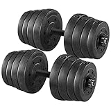 Yaheetech Set 2 Manubri Palestra Casa 16 Piastre Diversi Pesi Coppia Manubrio Regolabile 30 KG Nero