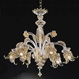 Cheope lampadario in vetro di Murano 5 luci cristallo oro