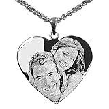 Collana Cuore con Foto Incisa | Ciondolo Acciaio Personalizzato con Fotoincisione | Catenina e Medaglia | Regalo personalizzato San Valentino