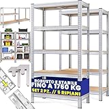 Monzana® 2x Scaffali Metallo 180x90x40cm Portata Totale 1750kg 10 Pannelli MDF Scaffalatura Metallo Scaffali ad Alta Portata Scaffale Cantina