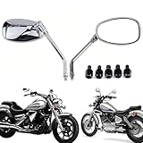 YUJYGAO Specchietti Laterali per Moto M10 M8, Specchietto Retrovisore Moto Cromato Compatibile per Yamaha Bobber ATV Street Bike Cafe Racer Sport Cruiser Chopper