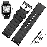 HEPUP Cinturino per orologio da 23 mm per Cartier Santos Sandoz Santos 100, cinturino in silicone per orologio da uomo e donna, nero, 23mm, agata