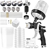 EUMAYES HVLP Pistola Verniciatura Professionale, Pistola a Spruzzo per Verniciare con Ugelli da 1,4/1,7/2,0/2,5 mm e Regolatore di Pressione dell'Aria, Tazze da 600ml e Accessori per Pistola a Spruzzo