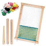 SINRAD Telaio Per Bambino,Telaio in legno per Tessitura, Compatto small foot in legno,Navetta e Lana Filata per Principianti e Bambini - Dimensioni 29 x 19 cm