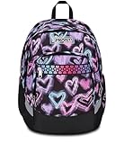 Seven Zaino Scuola Advanced Plus, Nero, Brilliant Heart, Doppio Scomparto Cinghia, Tasca Frontale con Organizer, Tasca Laterale in Rete Porta Borraccia, Zaino Scuole Medie, Superiori, Bambina, Ragazza