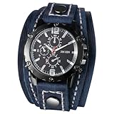 JewelryWe Orologio da Polso Punk Vintage: Orologio da Polso da Uomo Gotico Cinturino in Pelle con Quadrantini Finti