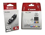 5 cartucce originali XL Black + Multipack piccole (bk/y/c/m) per Canon Pixma IP 7250 IP7250