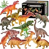 TOEY PLAY 12 Pezzi Dinosauro Giocattolo Gigante, Figure Dinosauri Set con Alberi, T-Rex, Triceratop, Giochi Dinosauri 3 4 5 6 Anni, Regalo per Bambini Ragazzi Ragazze