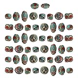 50 Pezzi Fatti a Mano in Corallo Rosso Perline Dorate Antiche, Perline Distanziali Rotonde Lisce Kit per Creazione di Gioielli per Artigianato Fai da Te Bracciali Collane