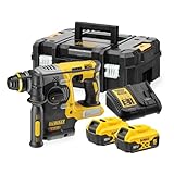 DEWALT 18V XR Trapano a Percussione Brushless 24mm SDS-Plus con 2 batterie da 5Ah, Caricabatterie Multi-Voltaggio XR e Kitbox TSTAK Heavy Duty, DCH273P2T-QW