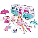 Simba - Steffi Love Playset Camper Hawaii, con Steffi e cagnolino, 50 accessori inclusi, 51 cm, con parti apribili 3 Anni, 105733523, Multicolore