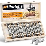 Hinrichs Set Frese per Legno 17pcs in Valigia - Punte Forstner da 15 a 40 mm - professionale – Drill Bit
