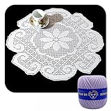 Centrino filet Lilla ad uncinetto con fiore al centro in cotone 50 cm (25FLT) - Made in Italy