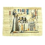 PAPIRO EGIZIO ORIGINALE realizzato con la stessa pianta del papiro e dipinto a mano in Egitto. Papiro della dea Hathor. Ref.10H-E